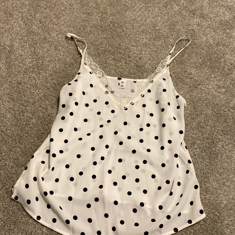 NWOT White Tank with black dots